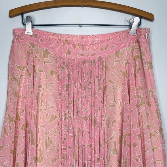 SOLD Soft Surroundings St Germain Pink Georgette Fringe Maxi Skirt Medium - Picture 7 of 16